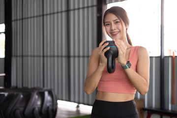 Fitness exercise with kettlebell, smart training, exercise, fitness workout