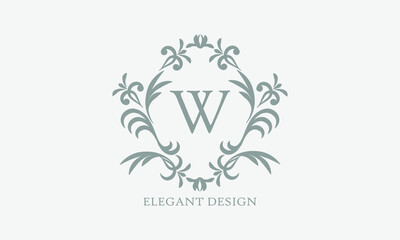 Obraz premium Exquisite design of an elegant monogram with the letter W in the center in gray. Logo for boutiques, cafes, bars, restaurants, invitations. Business style and brand of the company