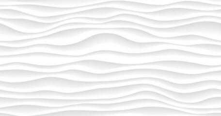 Wavy line, white texture. Abstract wave pattern, nature geometric surface. Ripple background for the interior wall 3d design. Raster copy illustration - obrazy, fototapety, plakaty