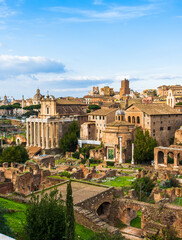 Fototapeta na wymiar View of medieval buildings in Rome