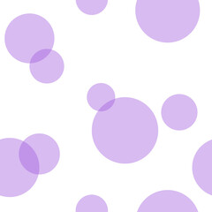 Vector seamless pattern of purple circles on white background. Design for fabric, packing paper, cover, or other purposes.