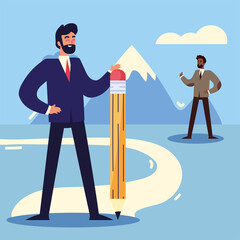 Fototapeta premium businessmen with goals and success