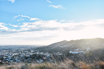 Mountain view of Barcelona in the afternoon of an autumn day