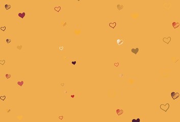 Light Red, Yellow vector pattern with colorful hearts.