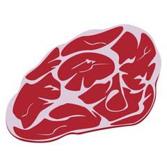 A slice of ham, isometric view. Vector illustration.