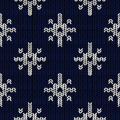 seamless pattern with snowflakes. Knitted texture, design for packaging, wallpaper, fabric and textile 