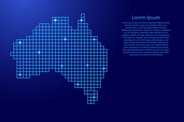 Fototapeta premium Australia map silhouette from blue mosaic structure squares and glowing stars. Vector illustration.