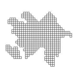 Fototapeta premium Azerbaijan map silhouette from black pattern mosaic structure of squares. Vector illustration.