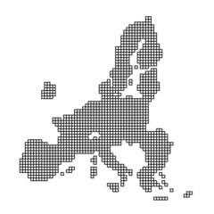 Obraz premium European Union map silhouette from black pattern mosaic structure of squares. Vector illustration.