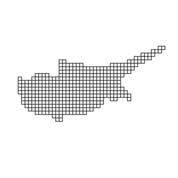 Cyprus map silhouette from black pattern mosaic structure of squares. Vector illustration.