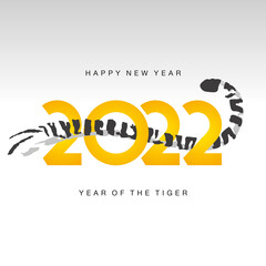 2022 Happy New Year orange bold modern typography chinese year of the tiger white background logo icon