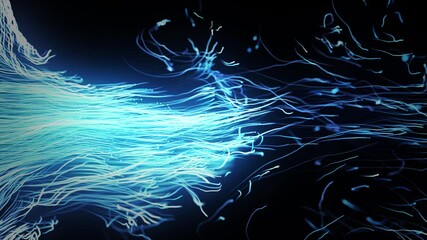 Abstract Fluid Flowing Particles Graphic Intro Background/ 4k animation of an abstract fluid particles background graphic design intro with slow motion fade in