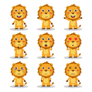 Cute lion animal character bundle
