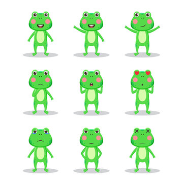 Cute frog animal character bundle