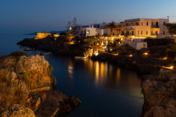 Avlemonas village bath of Aphrodite at night, Kythera