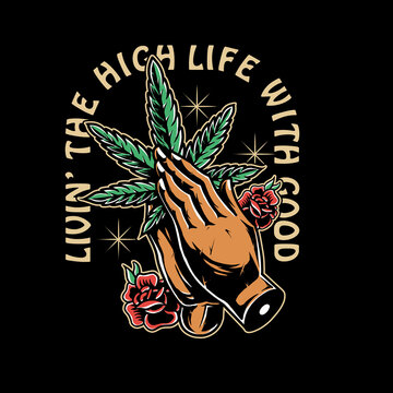 hand pray holding marijuana