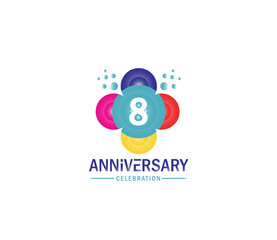 Celebration of Festivals Days 8 Year Anniversary, Invitations, Corporate, Party Events, Company Based, Banners, Posters, Card Material, effect Colors Design
