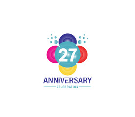 Celebration of Festivals Days 27 Year Anniversary, Invitations, Corporate, Party Events, Company Based, Banners, Posters, Card Material, effect Colors Design