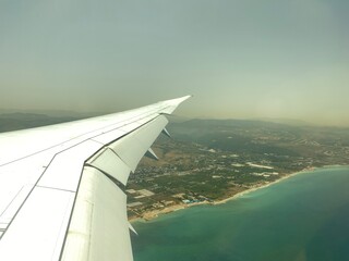 Obraz premium aerial view of coastal area from airplane window, Beirut Lebanon