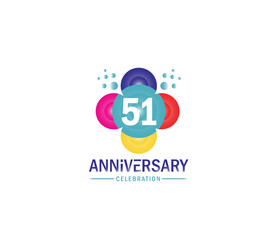 Celebration of Festivals Days 51 Year Anniversary, Invitations, Corporate, Party Events, Company Based, Banners, Posters, Card Material, effect Colors Design