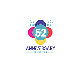 Obraz premium Celebration of Festivals Days 52 Year Anniversary, Invitations, Corporate, Party Events, Company Based, Banners, Posters, Card Material, effect Colors Design