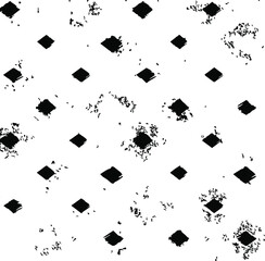 Small uneven spots and particles of debris. Abstract vector texture. Distressed uneven background. Grunge texture overlay with fine grains isolated on white background. Vector illustration. EPS10.