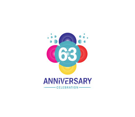 Celebration of Festivals Days 63 Year Anniversary, Invitations, Corporate, Party Events, Company Based, Banners, Posters, Card Material, effect Colors Design