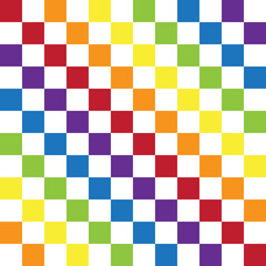 Vector seamless pattern of lgbt rainbow checkered chessboard texture isolated on white background