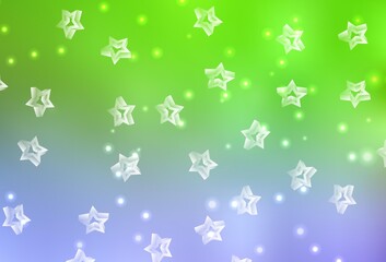 Light Pink, Green vector background with colored stars.