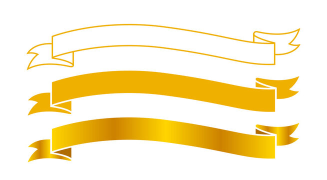 ribbon label gold for decoration banner, golden ribbon sticker frame for tag label decorative, gold ribbon badge sign set