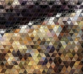 intricate and detailed patterns and triangular mosaic design in bronze copper and silver grey colours