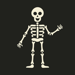 Skeleton isolated on dark background. Vector illustration 