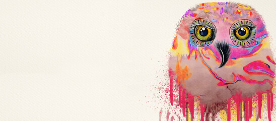 Owl. Watercolor design element