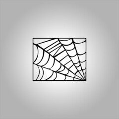 spider icon or spider logo design. Black silhouettes of spiders and spider webs. Halloween elements isolated on white background. Vector illustration