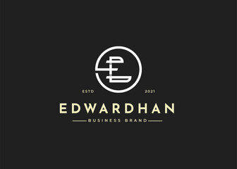 Letter e logo design with circle shape