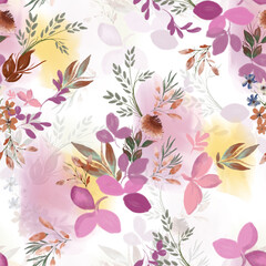 seamless pattern with watercolour flowers