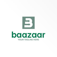 Letter or word B font with Arrow in block square image graphic icon logo design abstract concept vector stock. Can be used as a symbol related to initial or progress.