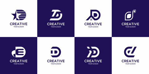 Set of creative monogram initial letter d logo template