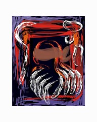 Abstract vector a girl in the grip of the devil for poster and wall decor