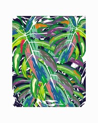Monstera leaf abstract vector design concept for poster wall decor and other