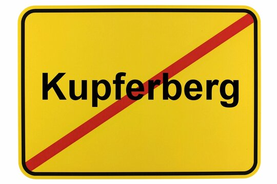 Illustration eines Stadtausgangsschildes der Stadt Kupferberg