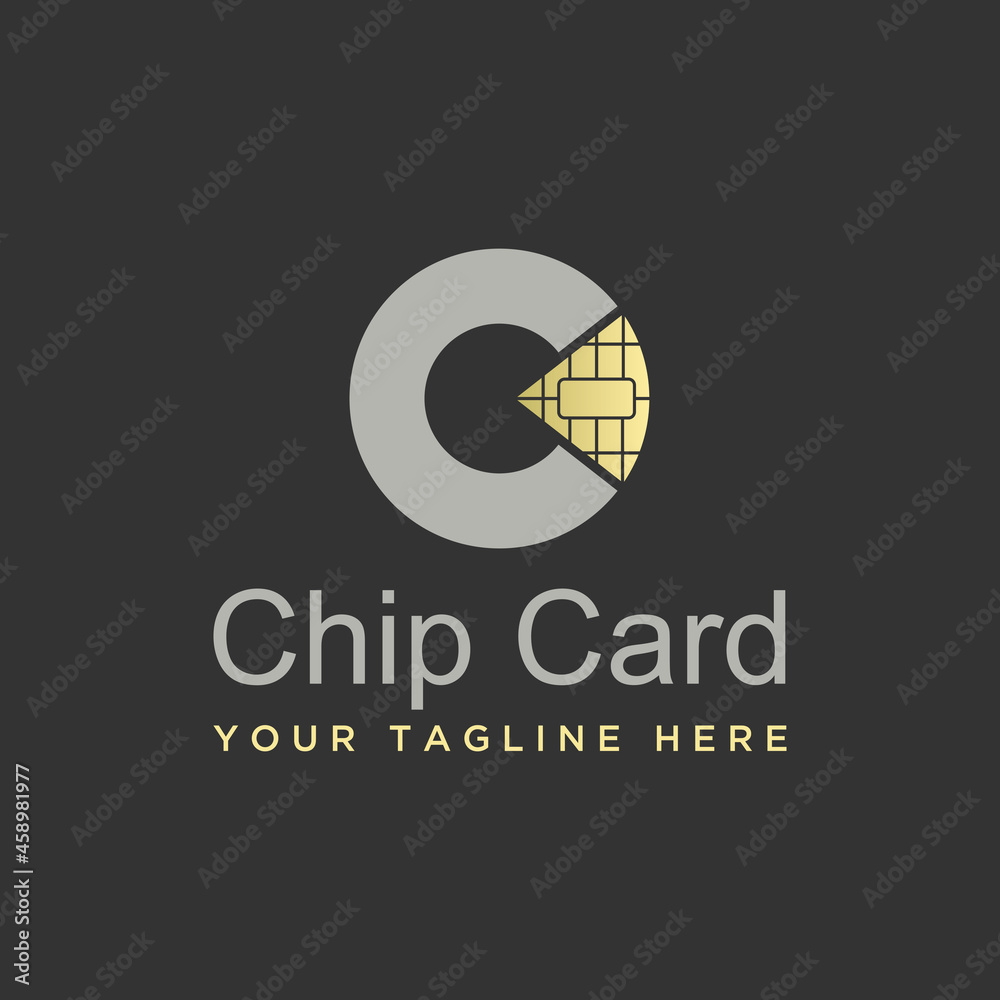 Fototapete simple and unique letter or word c font with chip card image graphic icon logo design abstract conce
