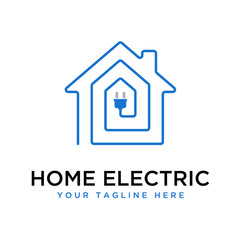 simple and unique house and stecker or plug in line image graphic icon logo design abstract concept vector stock. Can be used as a symbol related to tech or property