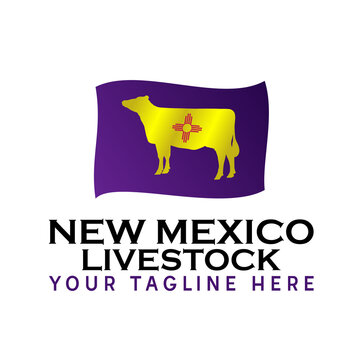 Simple and unique New Mexico flag and cow image graphic icon logo design abstract concept vector stock. Can be used as a symbol associated with animal or livestock