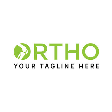 Simple and unique Letter or writing ORTHO font with knee bone in word O image graphic icon logo design abstract concept vector stock. Can be used as a symbol related to health or initial