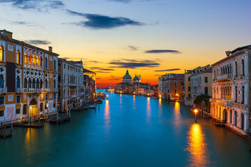 The Grand Canal at sunrise in Venice, Italy