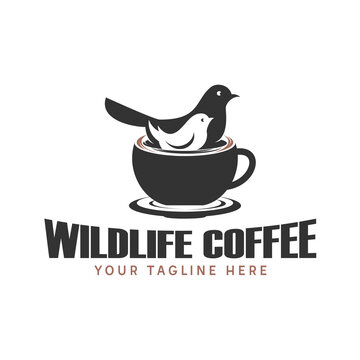 Simple two birds and unique coffee cup image graphic icon logo design abstract concept vector stock. Can be used as a symbol related to drink or animal