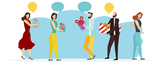 group of people communicate, one person can not join the group, vector illustration