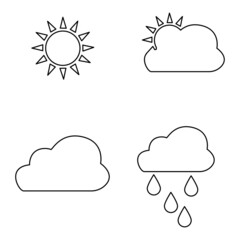 icons of weather conditions, weather in different seasons, vector illustration