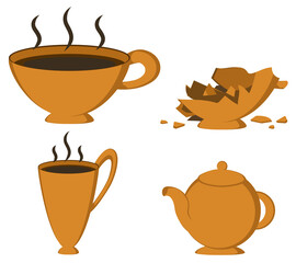 Coffee Cup Variants Cartoon Set